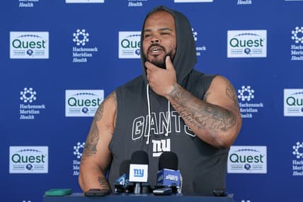 Jermaine Eluemunor speaks after Giants organized team activities