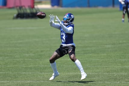 Odell Beckham Jr. makes a catch during Giants minicamp in 2026
