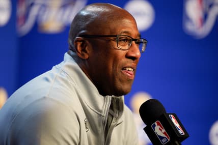 Mike Brown speaks before a Knicks NBA Finals game