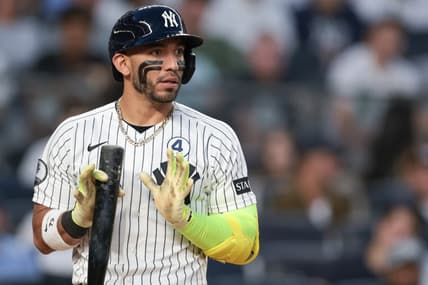 Jose Caballero reacts during a Yankees game against Cleveland
