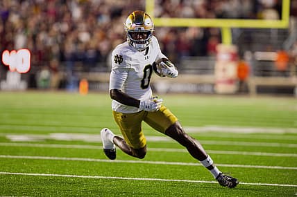 Malachi Fields catching a pass before joining the Giants