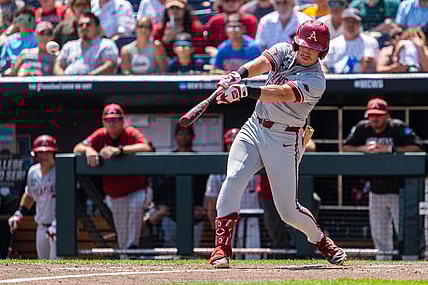 NCAA Baseball: College World Series-Arkansas v Murray State, Logan Maxwell, yankees
