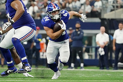 Cam Skattebo, NFL: New York Giants at Dallas Cowboys