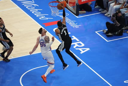 Victor Wembanyama dunks against the Thunder during the Western Conference Finals