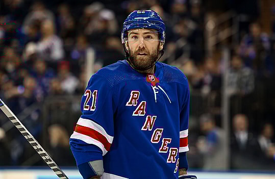 New York Rangers center Barclay Goodrow (21) during the third period against the New Jersey Devils in game six of the first round of the 2023 Stanley Cup Playoffs at Madison Square Garden