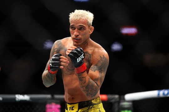 Apr 13, 2024; Las Vegas, Nevada, USA; Charles Oliveira during UFC 300 at T-Mobile Arena. Mandatory Credit: Mark J. Rebilas-Imagn Images