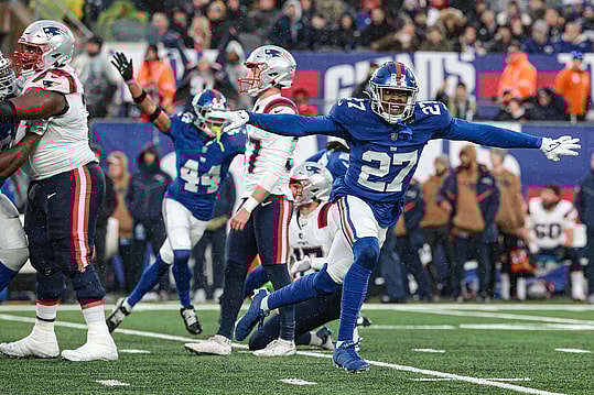 nfl: new england patriots at new york giants, jason pinnock