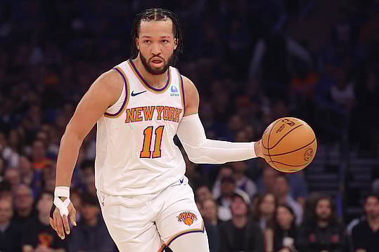 May 6, 2024; New York, New York, USA; New York Knicks guard Jalen Brunson (11) handles the ball against the Indiana Pacers during the first quarter of game one of the second round of the 2024 NBA playoffs at Madison Square Garden. Mandatory Credit: Brad Penner-USA TODAY Sports