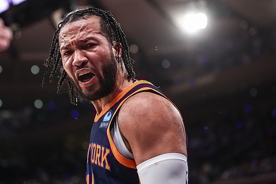 May 8, 2024; New York, New York, USA; New York Knicks guard Jalen Brunson (11) celebrates in the fourth quarter  after scoring against the Indiana Pacers during game two of the second round for the 2024 NBA playoffs at Madison Square Garden. Mandatory Credit: Wendell Cruz-USA TODAY Sports
