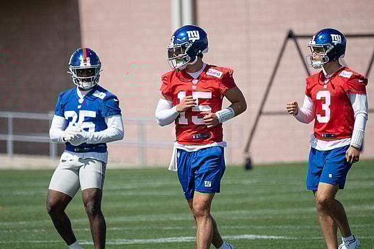 Tommy DeVito, quarterback. The NY Giants NFL team held an organized team activity at their training facility in East Rutherford, NJ on Thursday May 30, 2024.