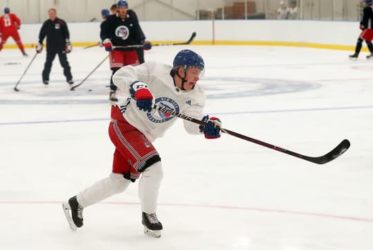 Rangers prospect Karl Henriksson and other Rangers prospects practice at the Rangers training facility in Greenburgh Sept. 5, 2019. Rangers Prospects Practice