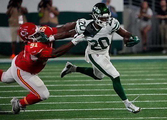 nfl: kansas city chiefs at new york jets, breece hall