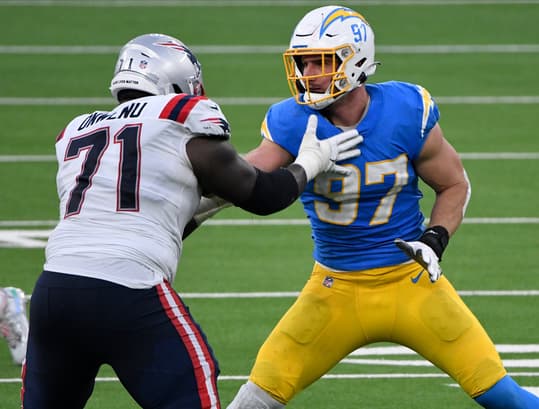 nfl: new england patriots at los angeles chargers, mike onwenu, new york giants