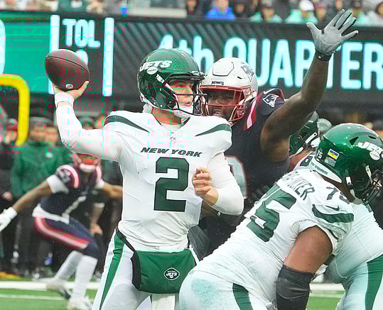 nfl: new england patriots at new york jets, zach wilson
