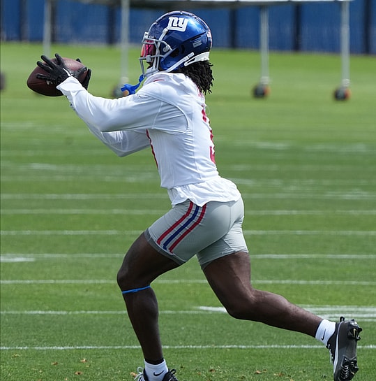 East Rutherford, NJ -- June 11, 2024 -- Cornerback, Deonte banks at the NY Giants Mandatory Minicamp at their practice facility in East Rutherford, NJ.