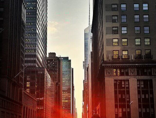 beautiful sunset in new york city