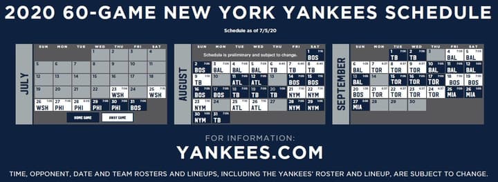 Yankees schedule