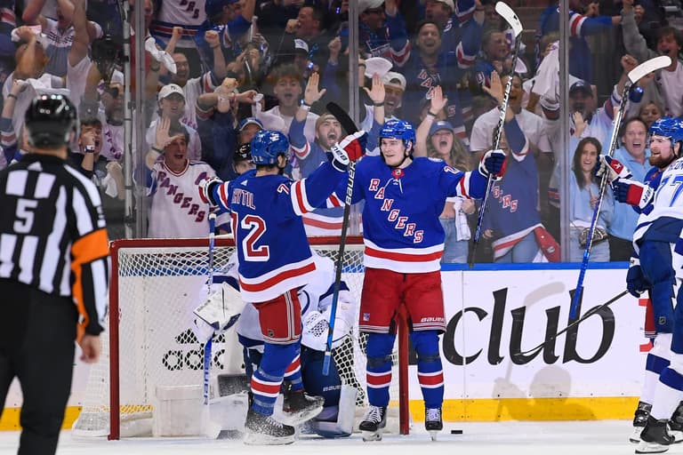 New York Rangers GM Chris Drury takes his turn with the media on Wednesday