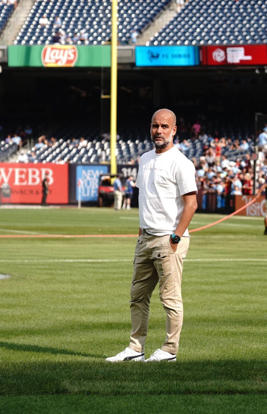 Pep Guardiola at Yankee Stadium | Credit: Melinda Morales 
