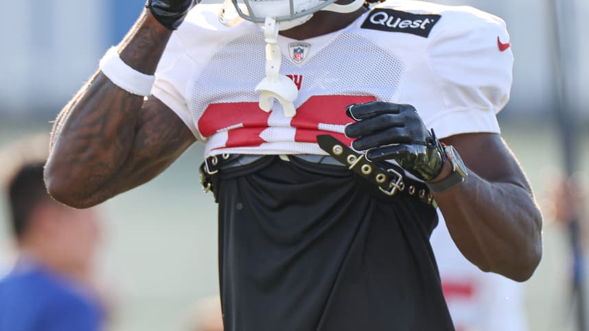 New York Giants cornerback Deonte Banks (36) during training camp at the Quest Diagnostics Training Facility