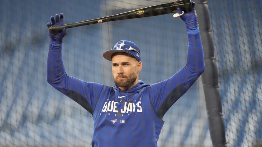 Toronto Blue Jays center fielder Kevin Kiermaier (39) stretches during batting practice before a game against the New York Yankees at Rogers Centre