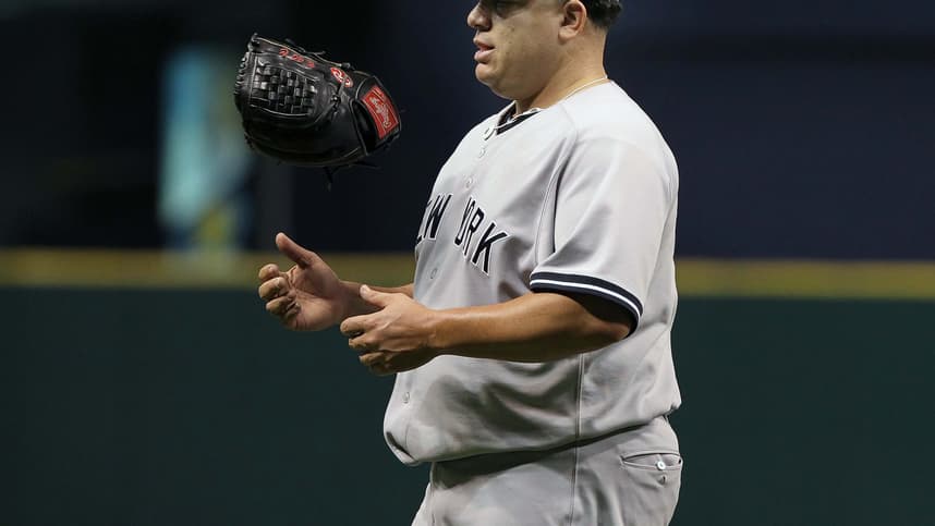 New York Yankees starting pitcher Bartolo Colon (40) during the game against the Tampa Bay Rays at Tropicana Field