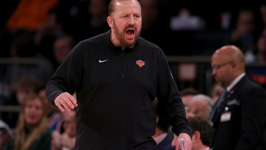New York Knicks head coach Tom Thibodeau coaches against the Cleveland Cavaliers during the third quarter at Madison Square Garden