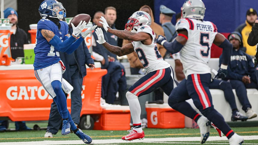 nfl: new england patriots at new york giants, jalin hyatt