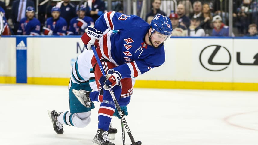 New York Rangers left wing Alexis Lafreniere (13) at Madison Square Garden