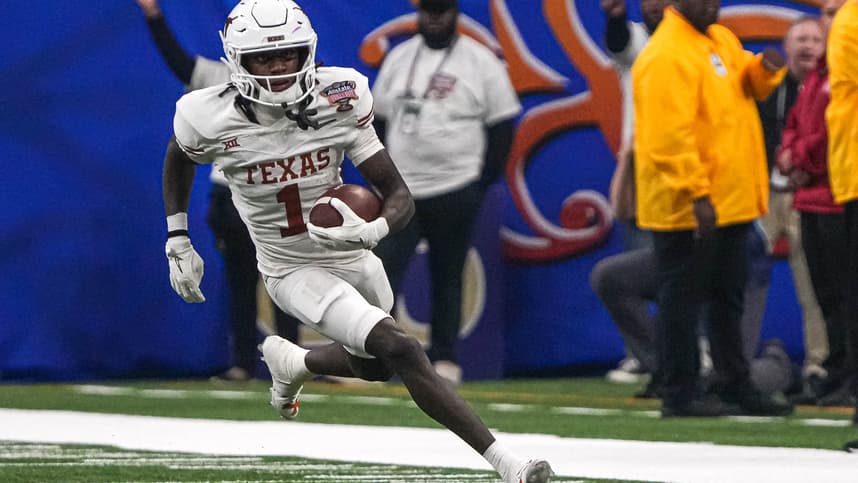 Texas Longhorns wide receiver Xavier Worthy (1) (New York Giants prospect)