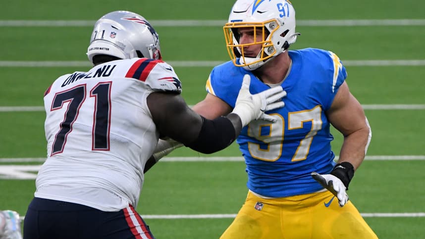 nfl: new england patriots at los angeles chargers, mike onwenu, new york giants
