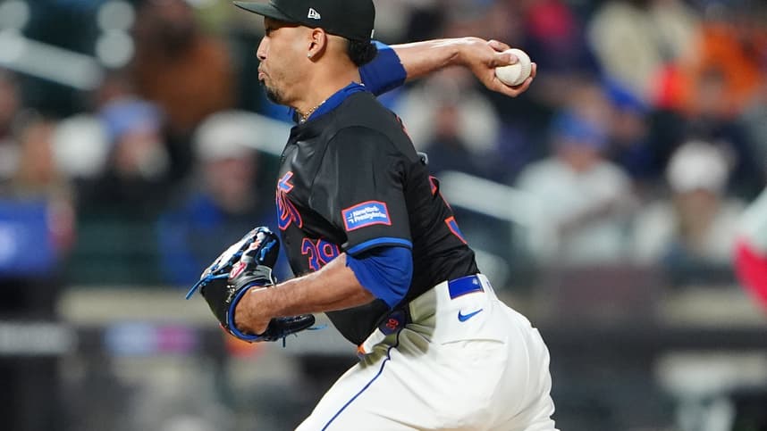 May 13, 2024; New York City, New York, USA; New York Mets pitcher Edwin Diaz (39) delivers a pitch against the Philadelphia Phillies during the ninth inning at Citi Field. Mandatory Credit: Gregory Fisher-USA TODAY Sports