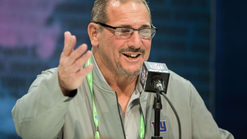 Feb 25, 2020; Indianapolis, Indiana, USA; New York Giants general manager Dave Gettleman speaks to the media during the 2020 NFL Combine in the Indianapolis Convention Center. Mandatory Credit: Trevor Ruszkowski-USA TODAY Sports
