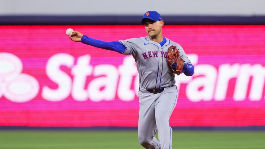 Jul 21, 2024; Miami, Florida, USA; New York Mets second baseman Jose Iglesias (Padres) (11) throws to first base to retire Miami Marlins second baseman Xavier Edwards (not pictured) during the sixth inning at loanDepot Park. Mandatory Credit: Sam Navarro-USA TODAY Sports