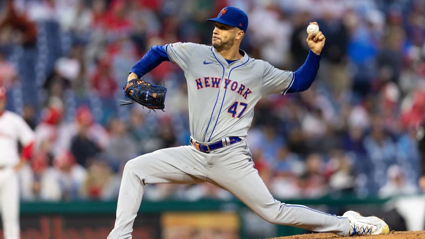 May 15, 2024; Philadelphia, Pennsylvania, USA; New York Mets starting pitcher Joey Lucchesi (47) throws a pitch against the Philadelphia Phillies at Citizens Bank Park. Mandatory Credit: Bill Streicher-USA TODAY Sports