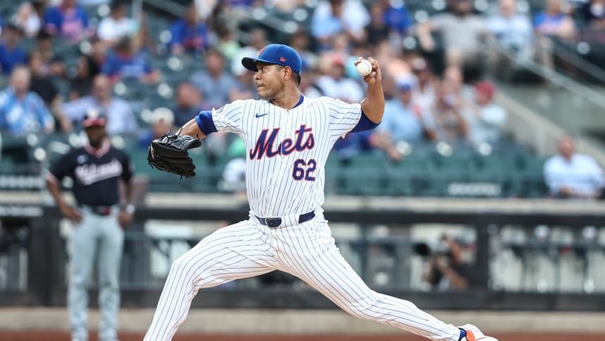 Jul 9, 2024; New York City, New York, USA;  New York Mets starting pitcher Jose Quintana (62) pitches in the first inning against the Washington Nationals at Citi Field. Mandatory Credit: Wendell Cruz-USA TODAY Sports