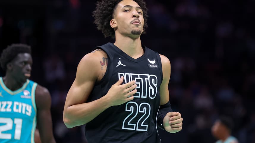 Mar 9, 2024; Charlotte, North Carolina, USA;  Brooklyn Nets forward Jalen Wilson (22) in action against the Charlotte Hornets during the third quarter at Spectrum Center. Mandatory Credit: Cory Knowlton-USA TODAY Sports