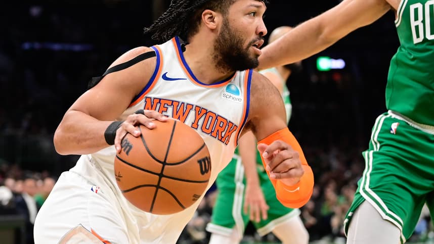 Dec 8, 2023; Boston, Massachusetts, USA;  New York Knicks guard Jalen Brunson (11) drives to the basket during the first half against the Boston Celtics at TD Garden. Mandatory Credit: Eric Canha-USA TODAY Sports