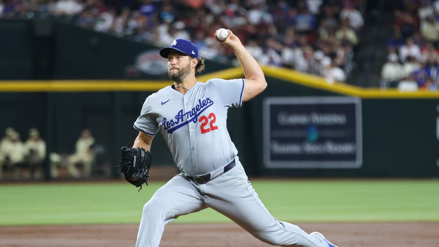 Los Angeles Dodgers pitcher Clayton Kershaw (22) delivers a pitch on Aug. 30, 2024 at Chase Field in Phoenix.