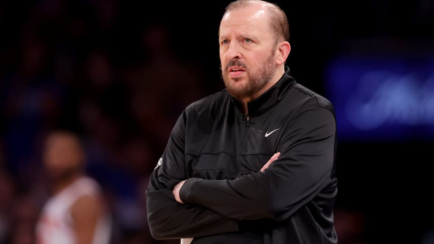 Oct 25, 2024; New York, New York, USA; New York Knicks head coach Tom Thibodeau coaches against the Indiana Pacers during the second quarter at Madison Square Garden. Mandatory Credit: Brad Penner-Imagn Images