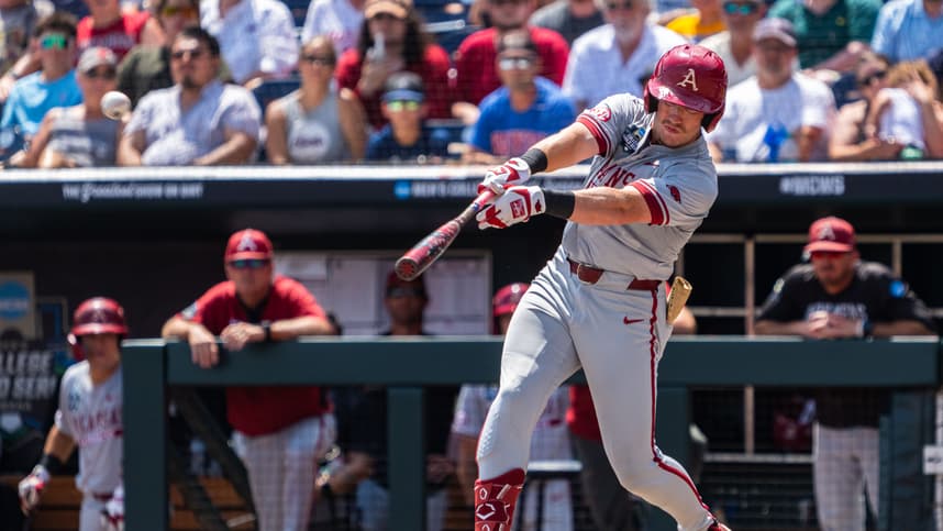 NCAA Baseball: College World Series-Arkansas v Murray State, Logan Maxwell, yankees