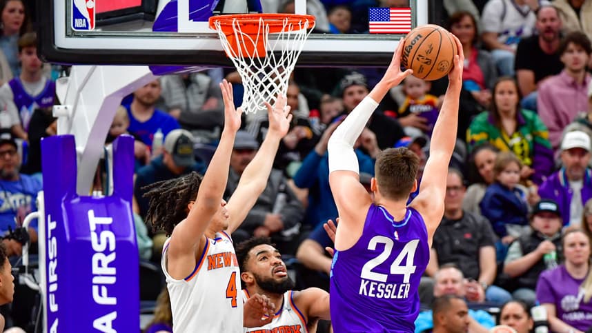NBA: New York Knicks at Utah Jazz, pacome dadiet