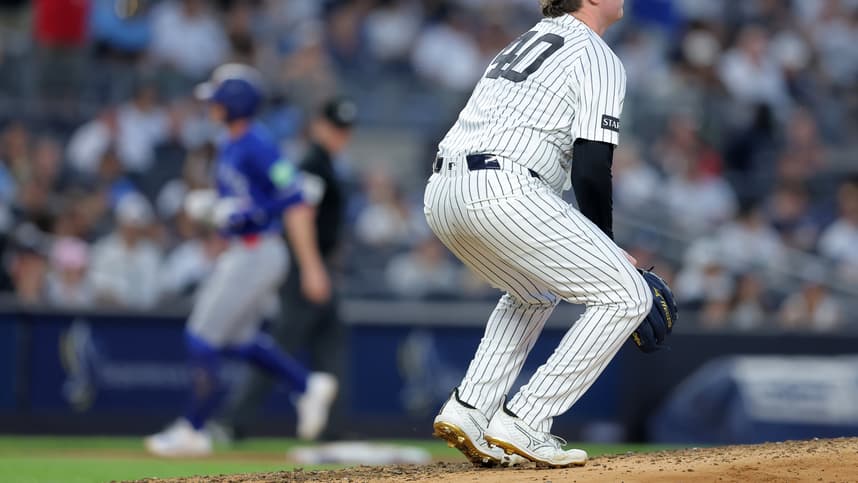 Ryan Weathers delivers a pitch for the Yankees at Yankee Stadium
