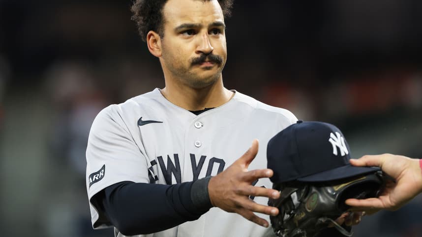 Trent Grisham playing center field for the Yankees
