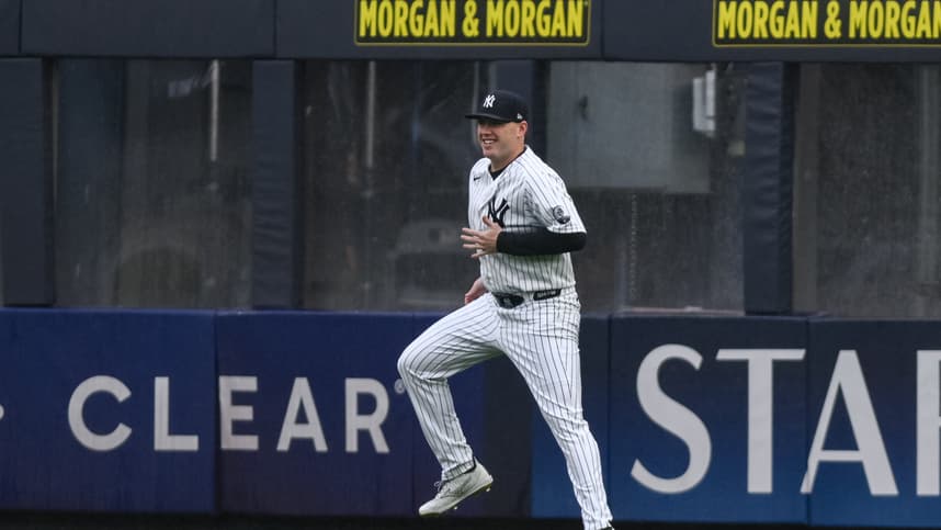 Ryan Weathers warms up before a Yankees start
