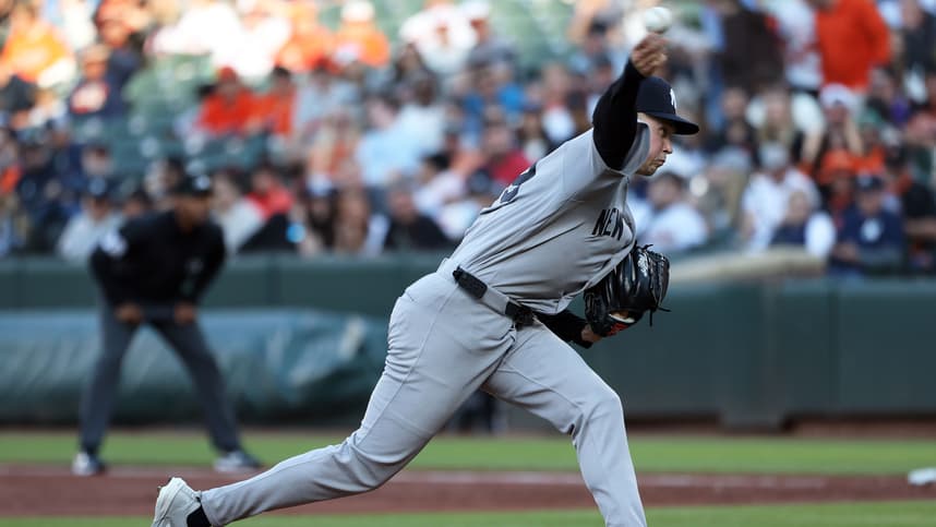 Will Warren throwing a pitch for the Yankees