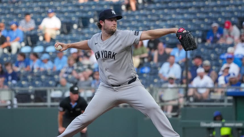 Gerrit Cole delivers a pitch for the Yankees against the Royals