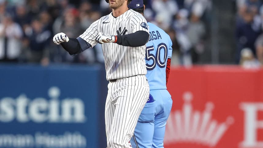 Ryan McMahon plays third base for the Yankees at Yankee Stadium
