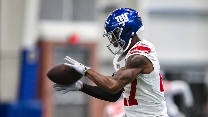 Tyler Nubin participates in a drill during Giants OTAs