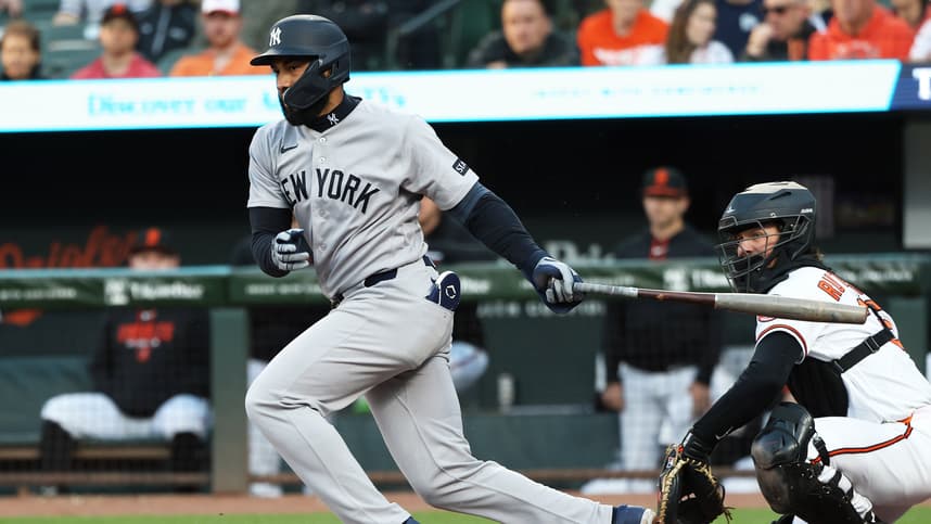 Amed Rosario hitting for the Yankees against the Orioles